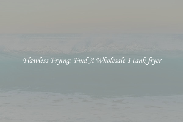 Flawless Frying: Find A Wholesale 1 tank fryer